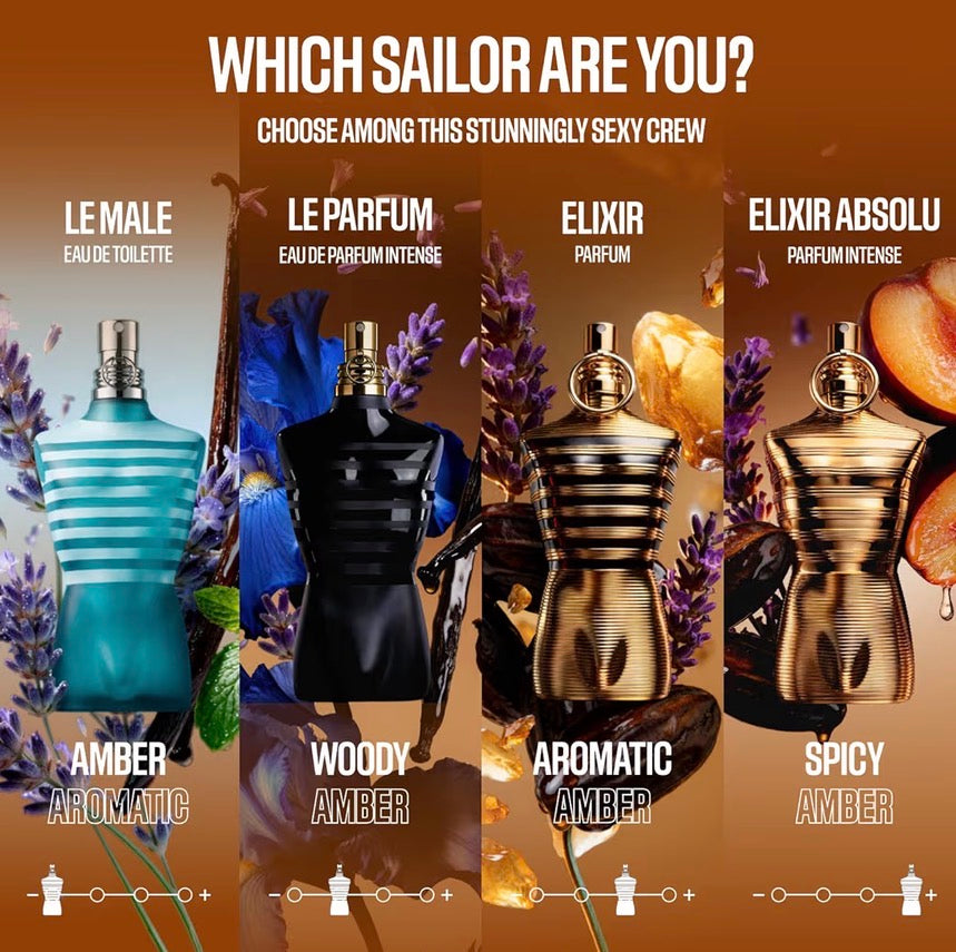 Jean Paul Gaultier Le Male Elixir Absolu Parfum Intense - Long Lasting Woody Spicy Cologne for Men with Plum, Lavender & Tonka Bean - Luxury Cologne Spray, 4.2 oz