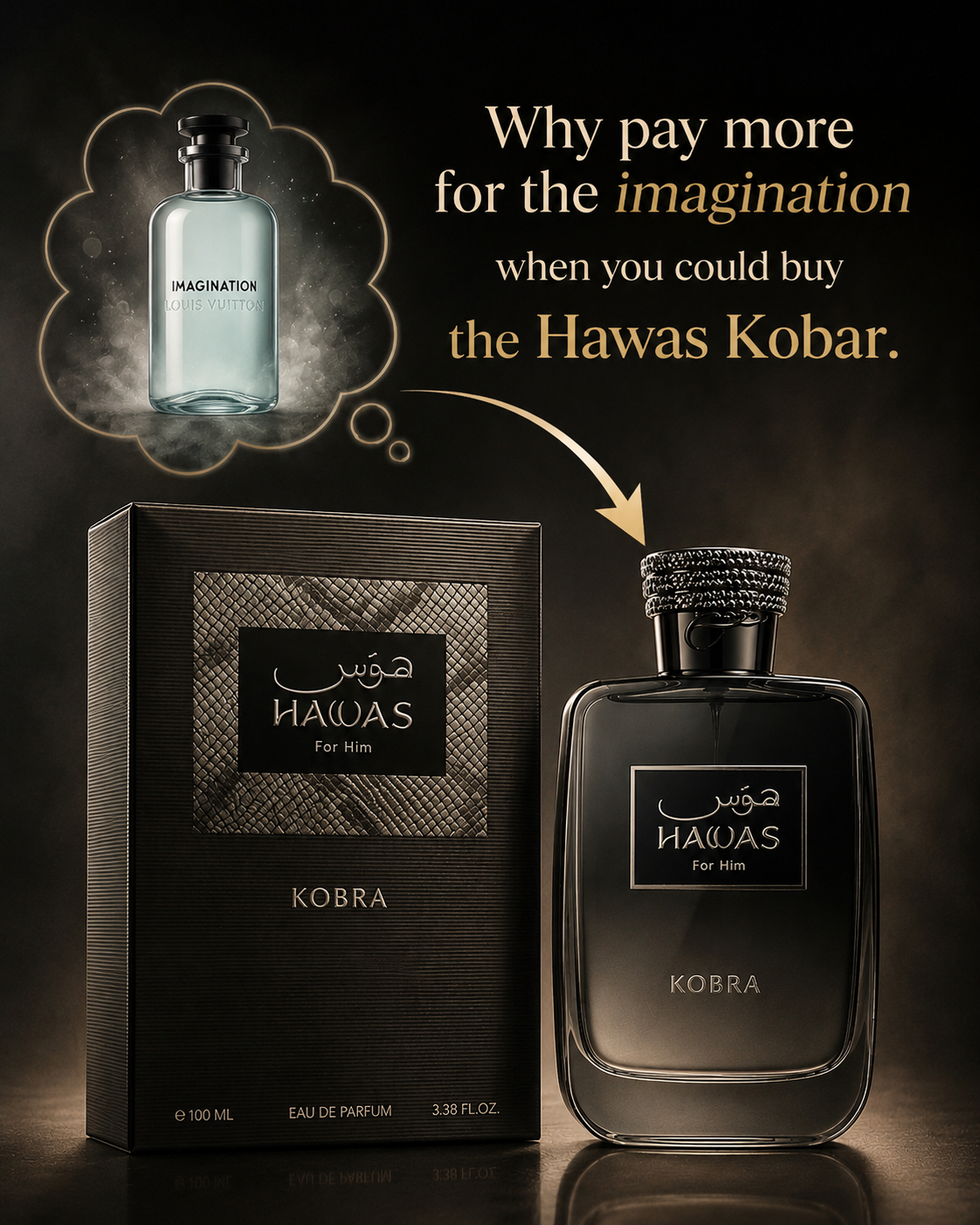 Hawas Kobra 3.4 oz EDP for men